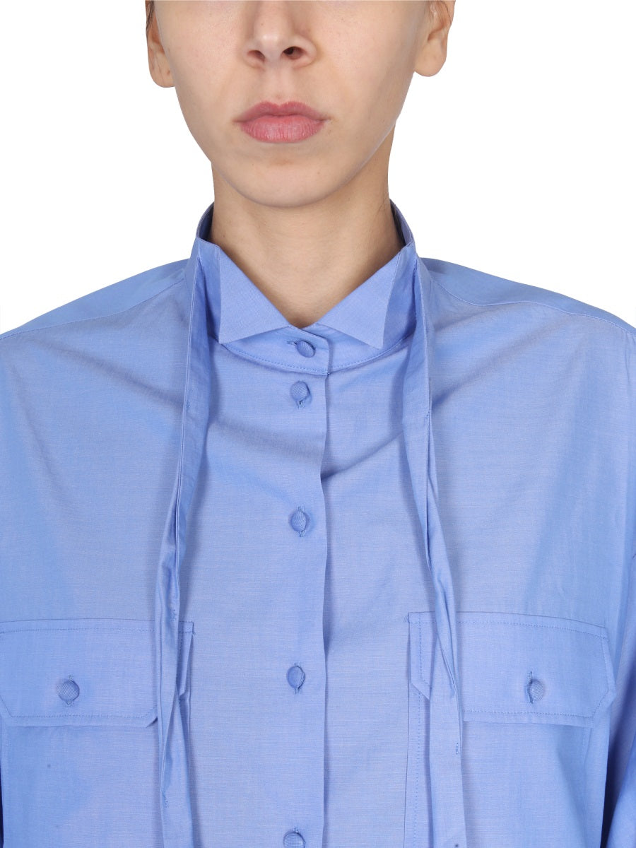 Jejia Poplin Cotton Shirt — Blue, view 4