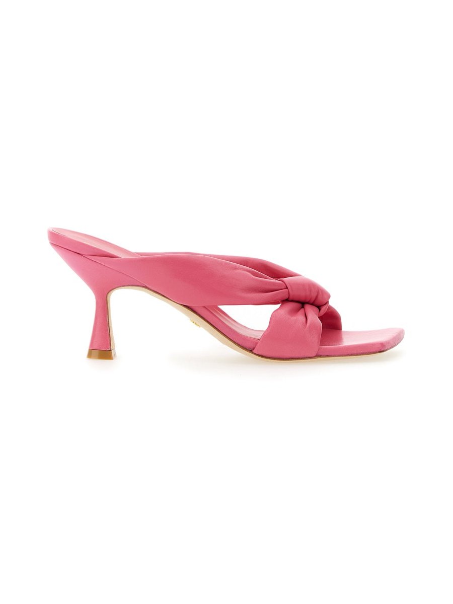 Stuart Weitzman Bow Leather Heel — Fuchsia by Stuart Weitzman
