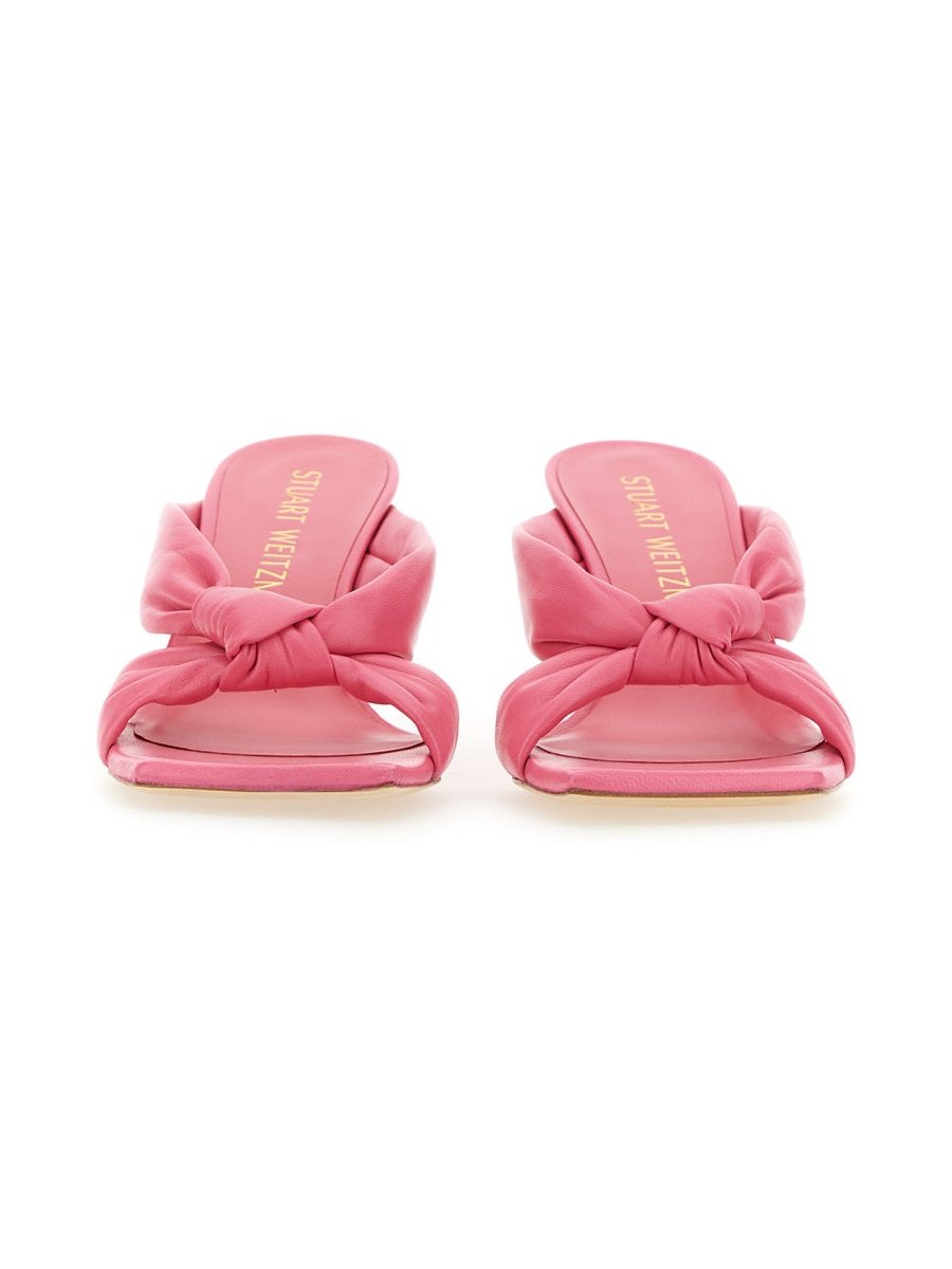 Stuart Weitzman Bow Leather Heel — Fuchsia, view 3
