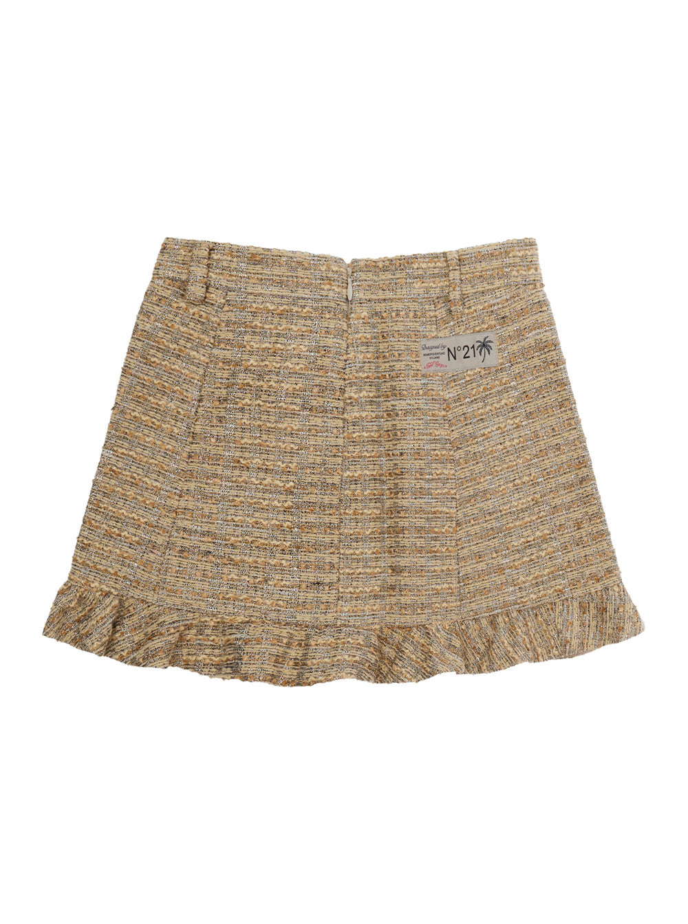 Nº21 Metallic Tech Fabric Skirt — Gold, view 2