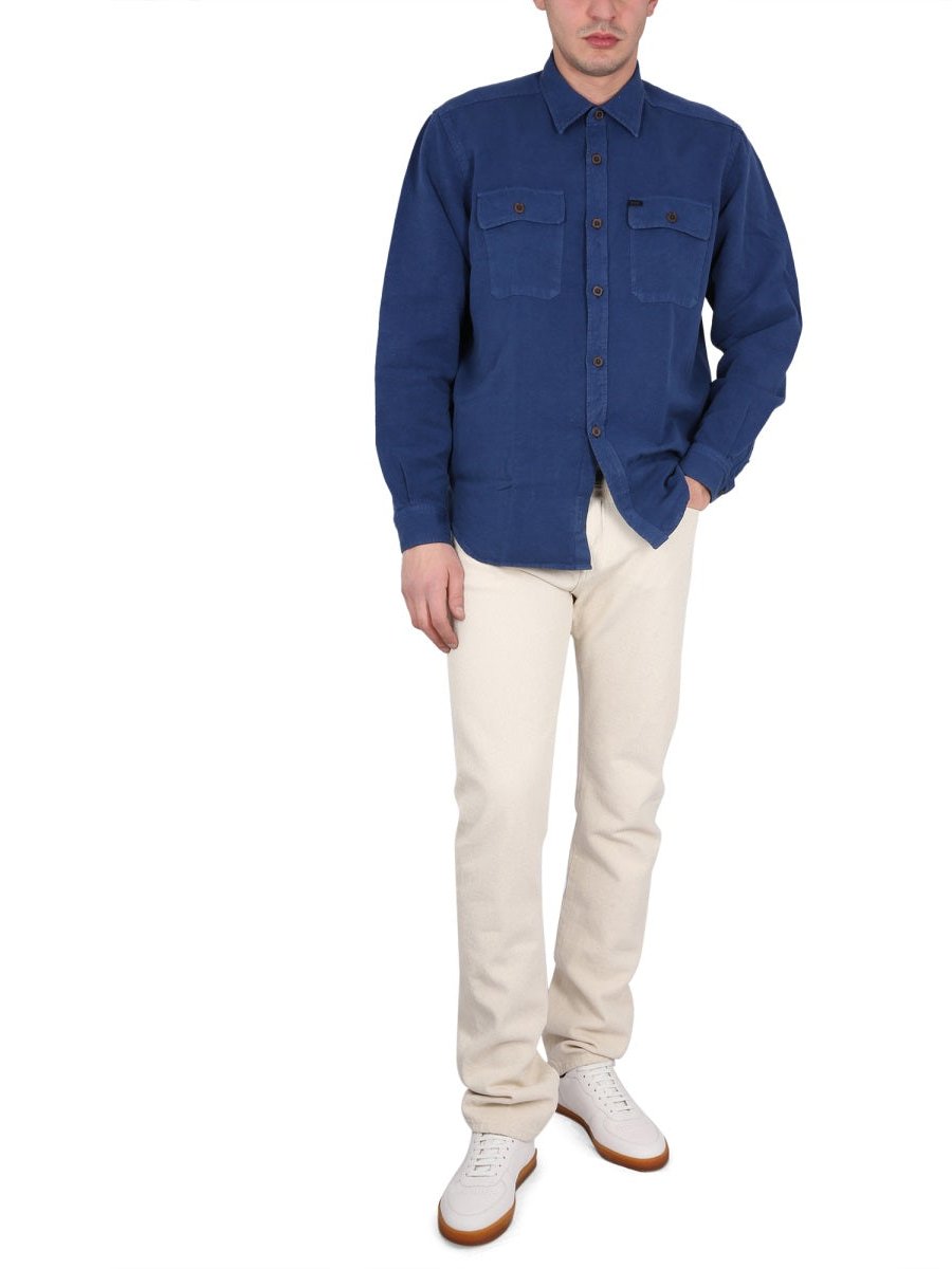 Fay Cotton-Linen Blend Shirt — Blue by Fay