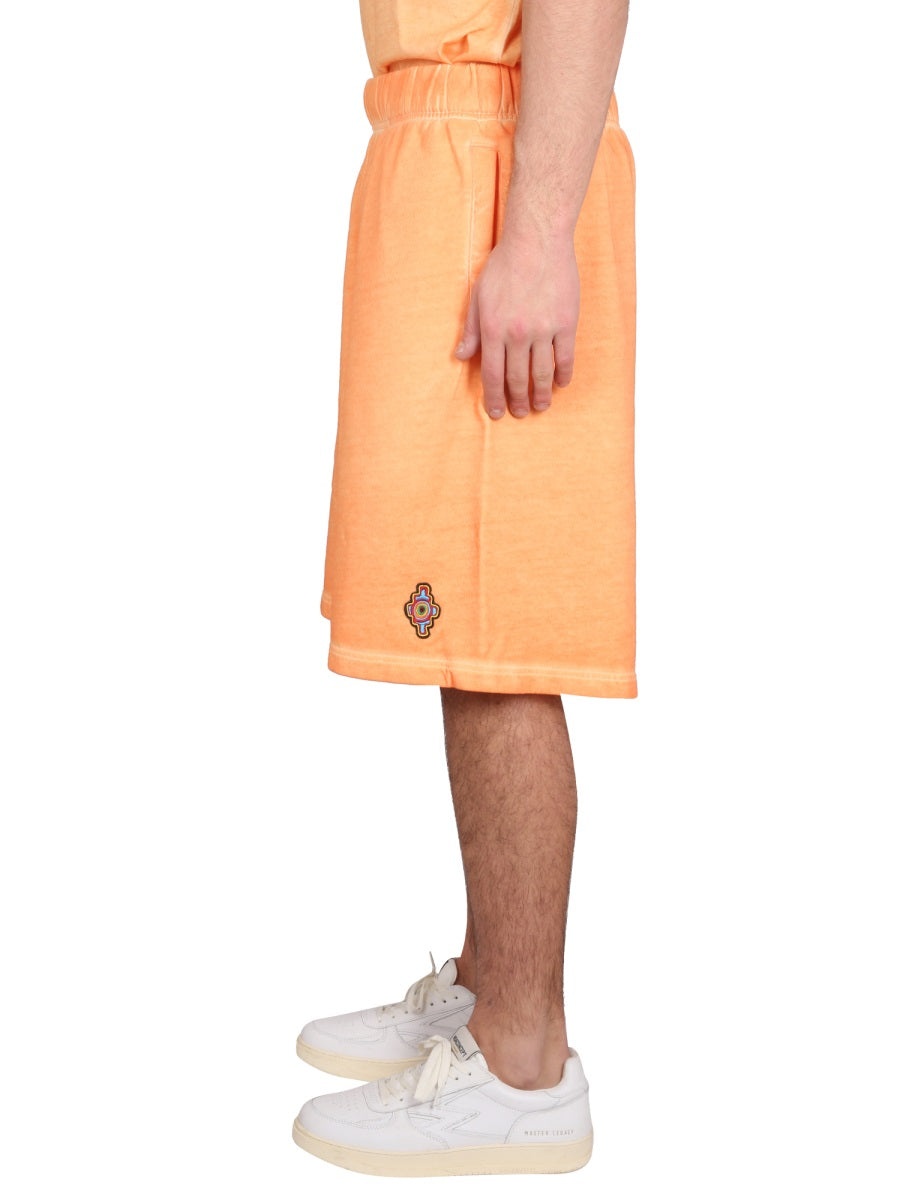 Marcelo Burlon County Of Milan Logo Cotton Bermuda Shorts — Orange, view 3