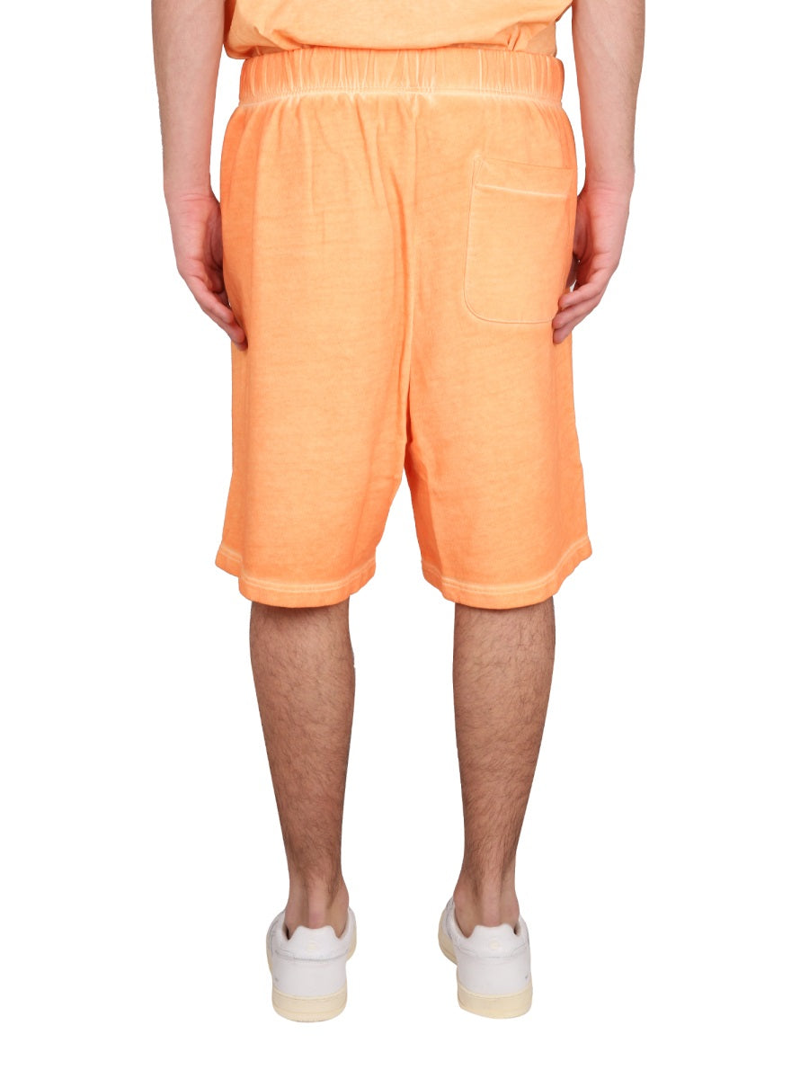 Marcelo Burlon County Of Milan Logo Cotton Bermuda Shorts — Orange, view 4