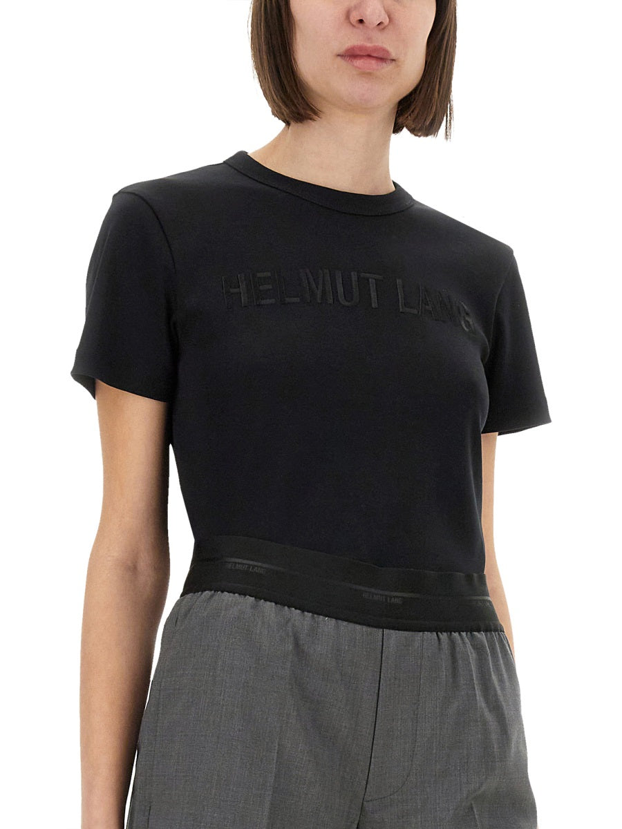 Helmut Lang Logo Cotton T-Shirt — Black, view 3