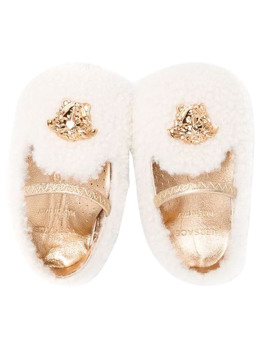 Versace Shearling Ballet Flat — White, view 2