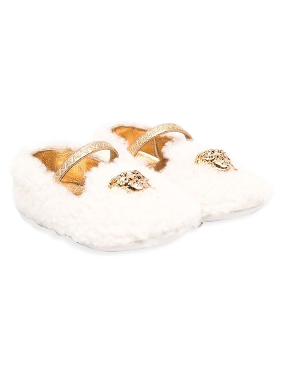 Versace Shearling Ballet Flat — White, view 4