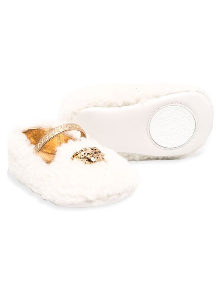 Versace Shearling Ballet Flat — White, view 6