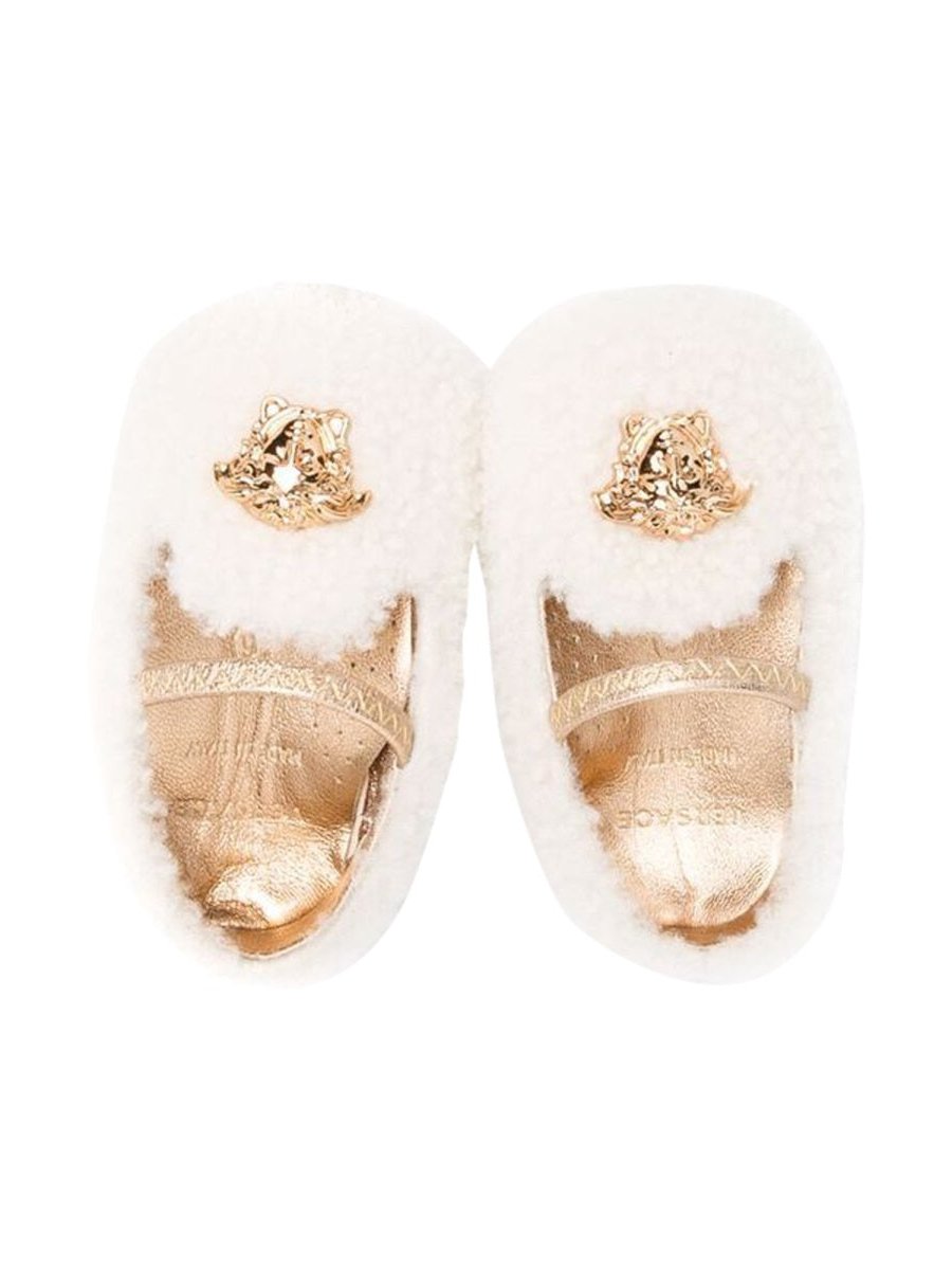 Versace Shearling Ballet Flat — White, view 8