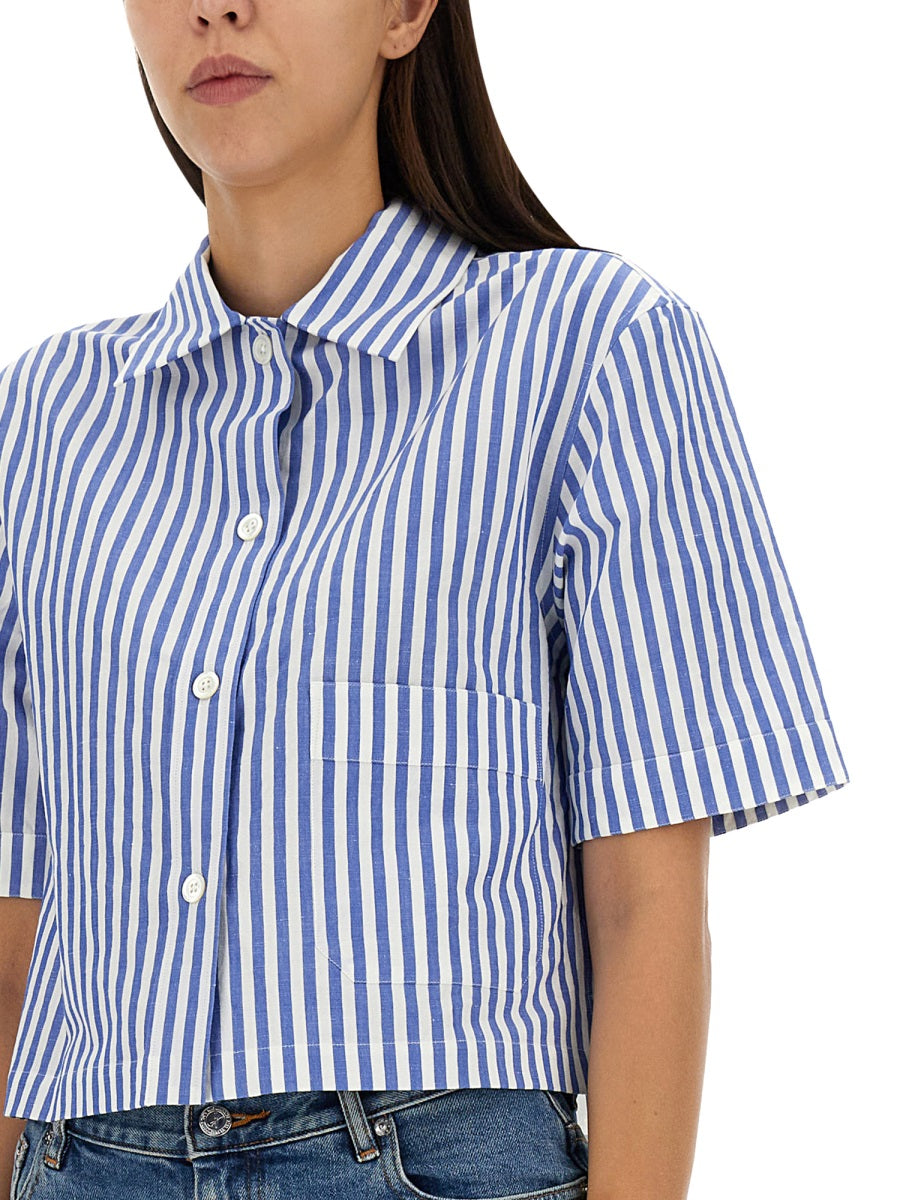 Margaret Howell Candy Stripe Shirt — Blue by Margaret Howell