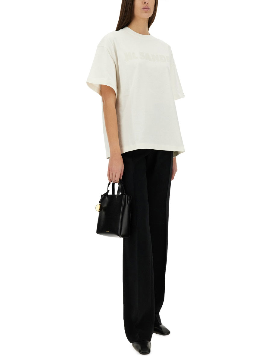 Jil Sander Logo-Embroidered Cotton T-Shirt — White, view 4