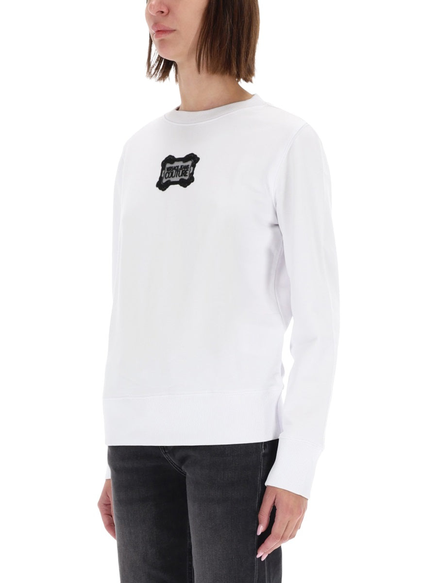 Versace Jeans Couture Baroque Logo Patch Sweatshirt — White, view 2
