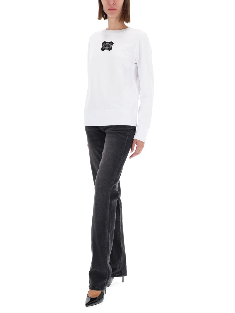 Versace Jeans Couture Baroque Logo Patch Sweatshirt — White, view 4