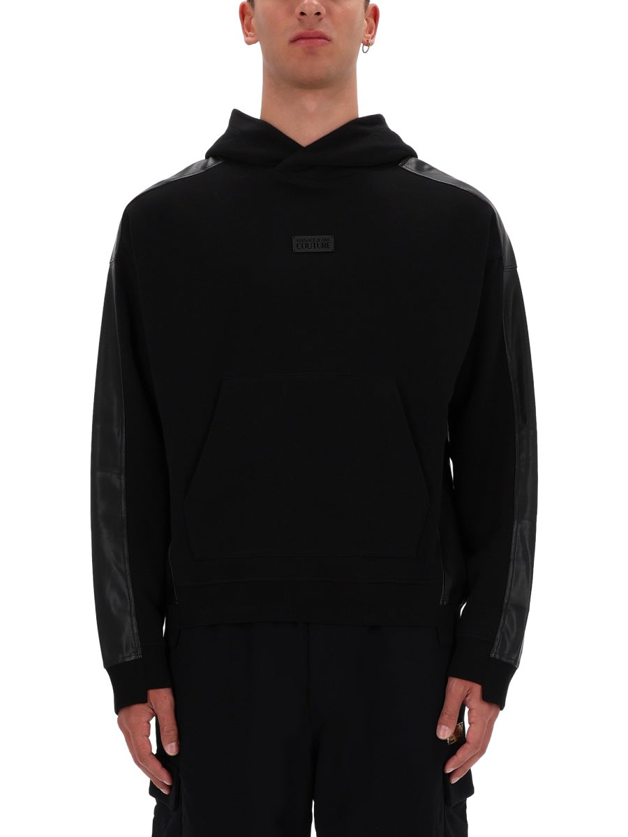 Versace Jeans Couture Cotton Hoodie — Black, view 3