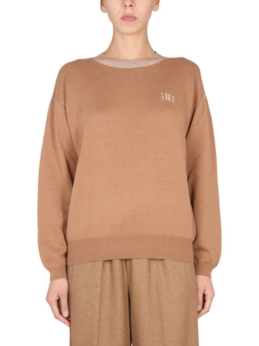 Ballantyne Embroidered Logo Sweater — Beige by Ballantyne