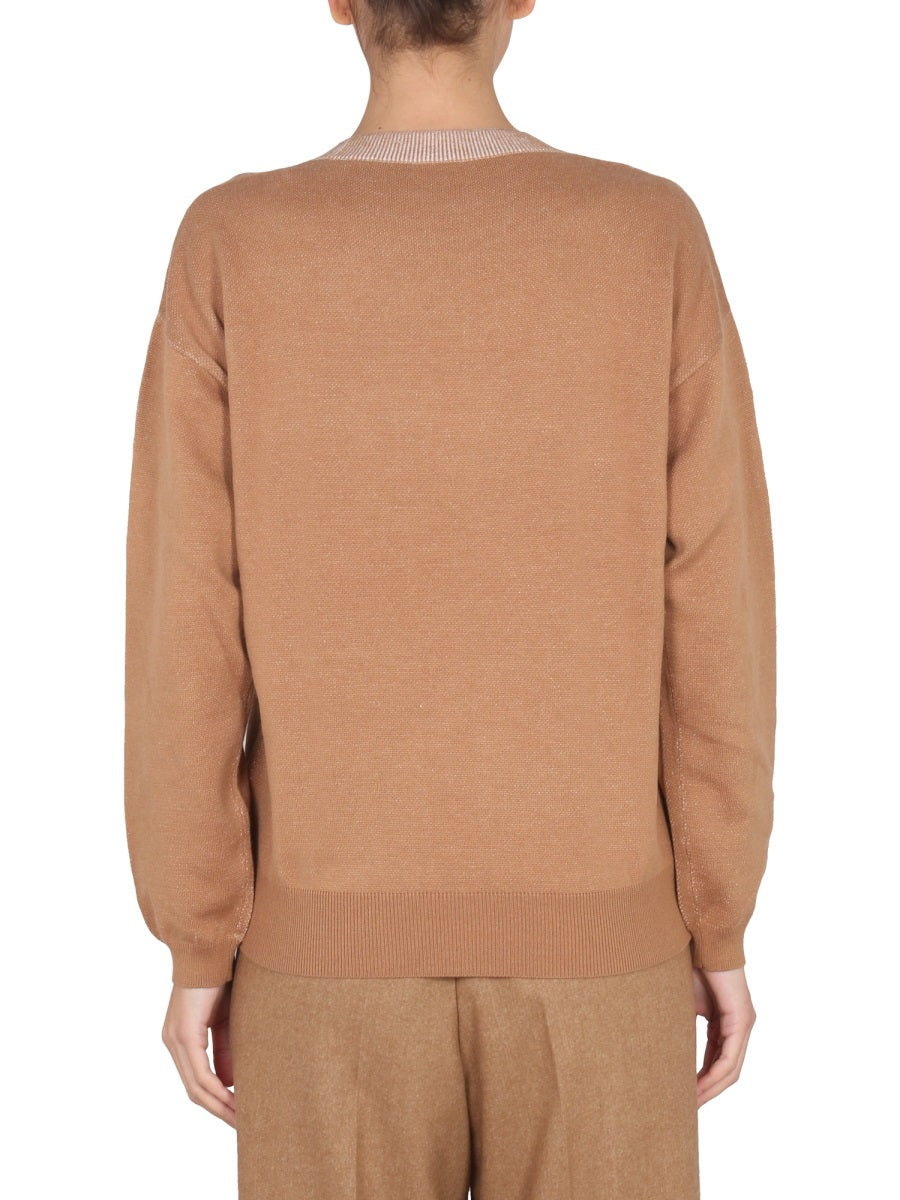 Ballantyne Embroidered Logo Sweater — Beige, view 2
