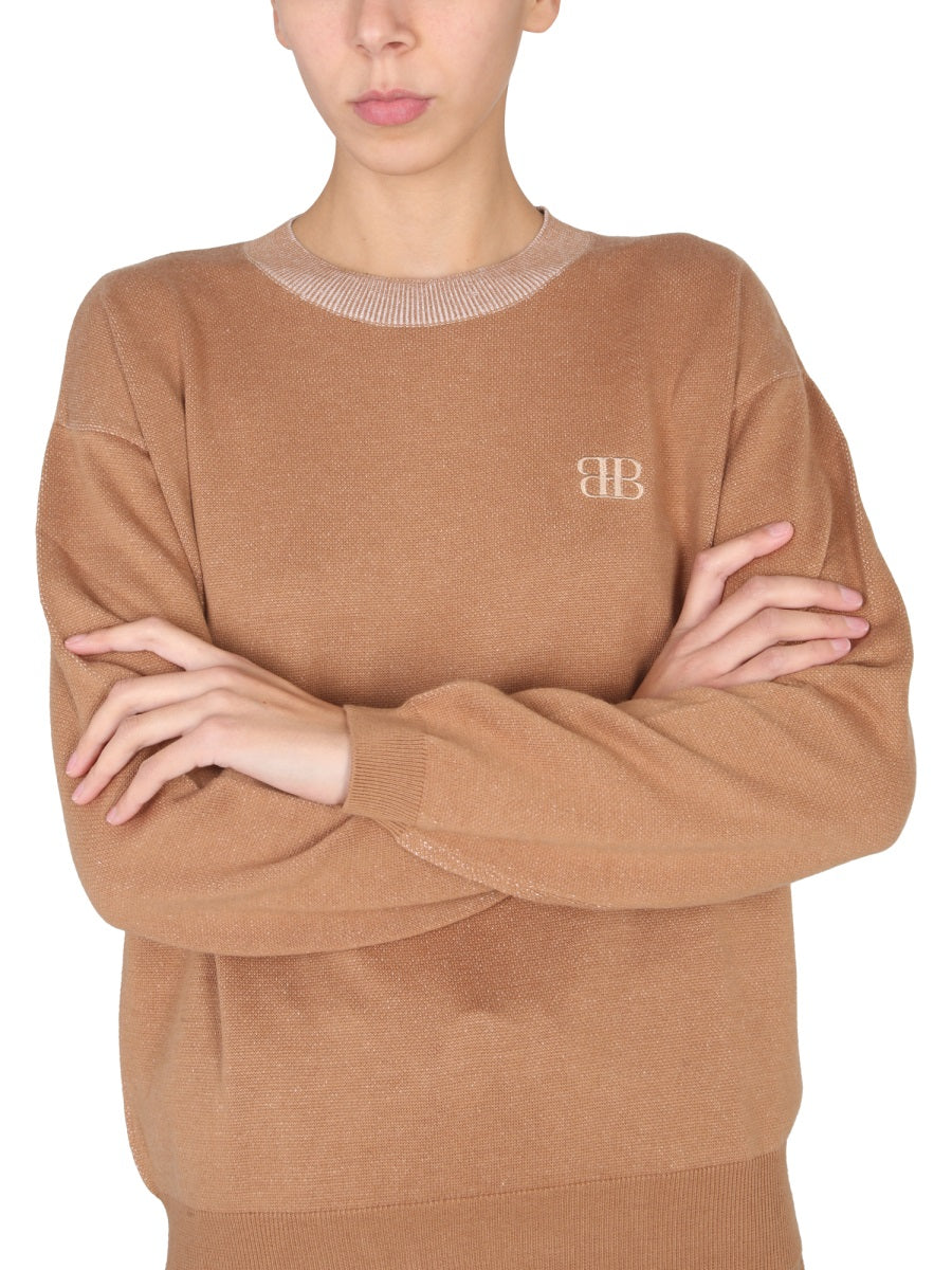 Ballantyne Embroidered Logo Sweater — Beige, view 4