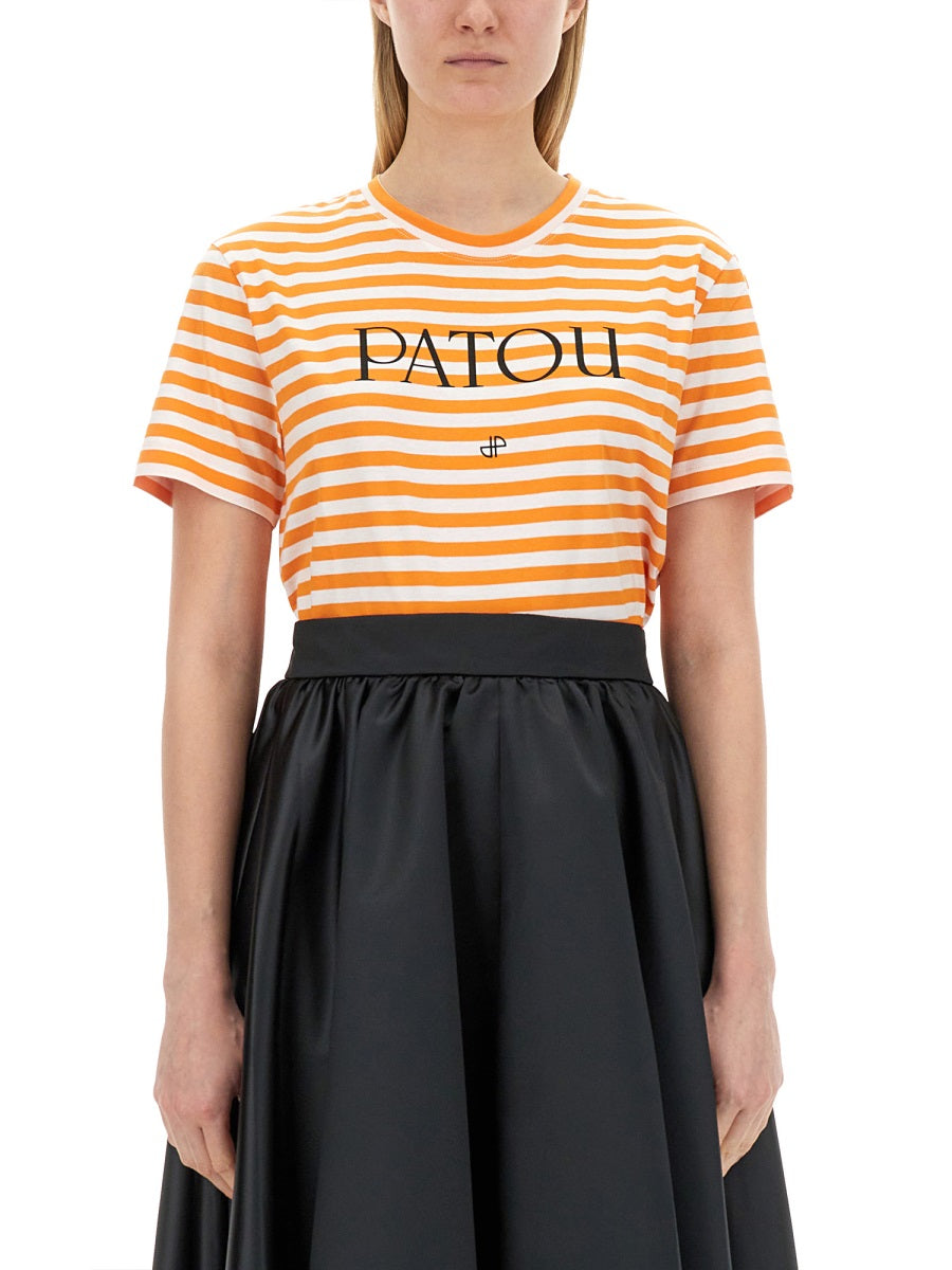 Patou Logo Cotton T-Shirt — Multicolor, view 3