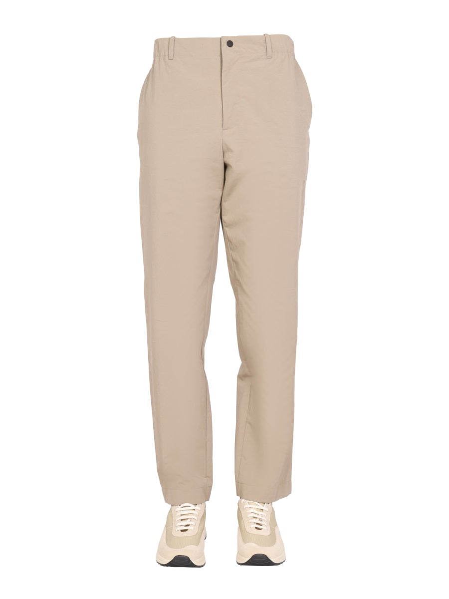 Monobi Cotton Straight Leg Trousers — Beige, view 2