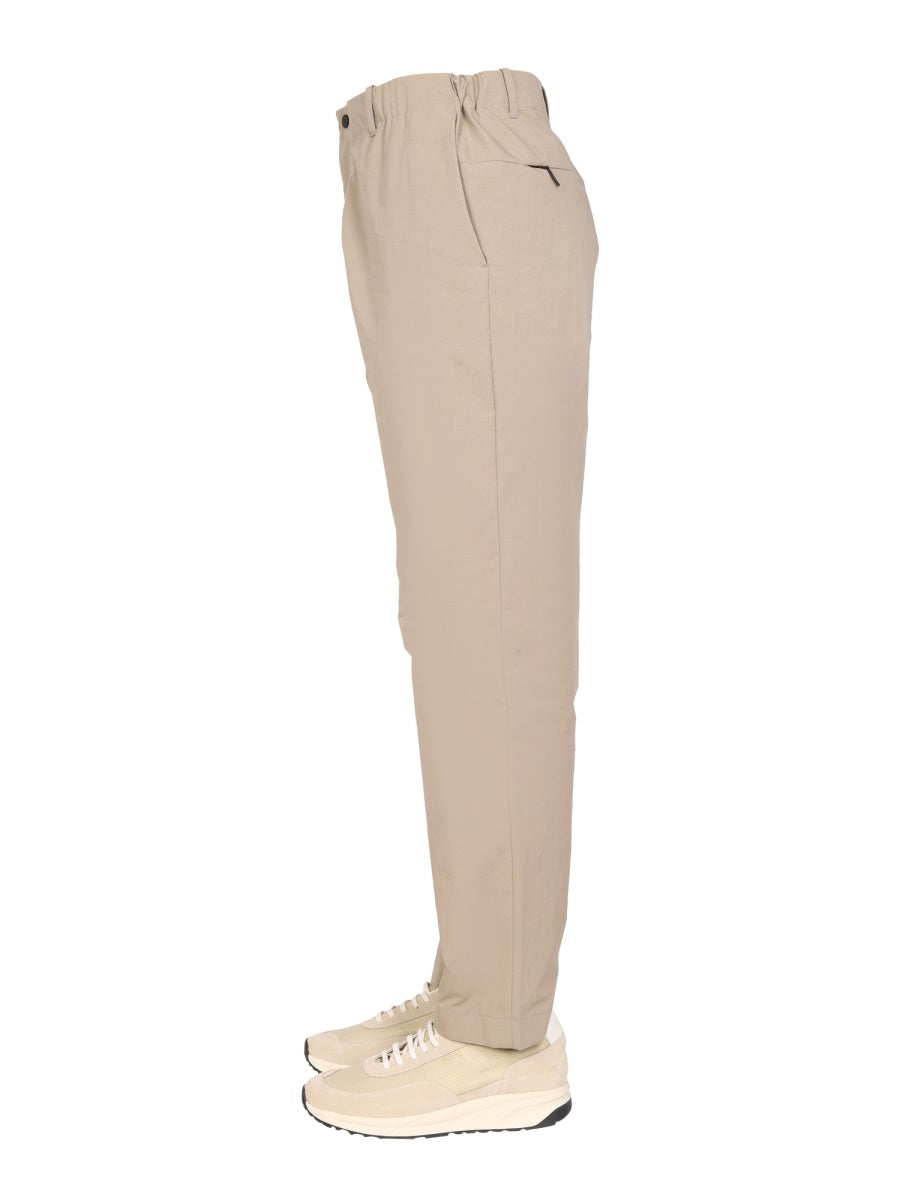Monobi Cotton Straight Leg Trousers — Beige, view 3