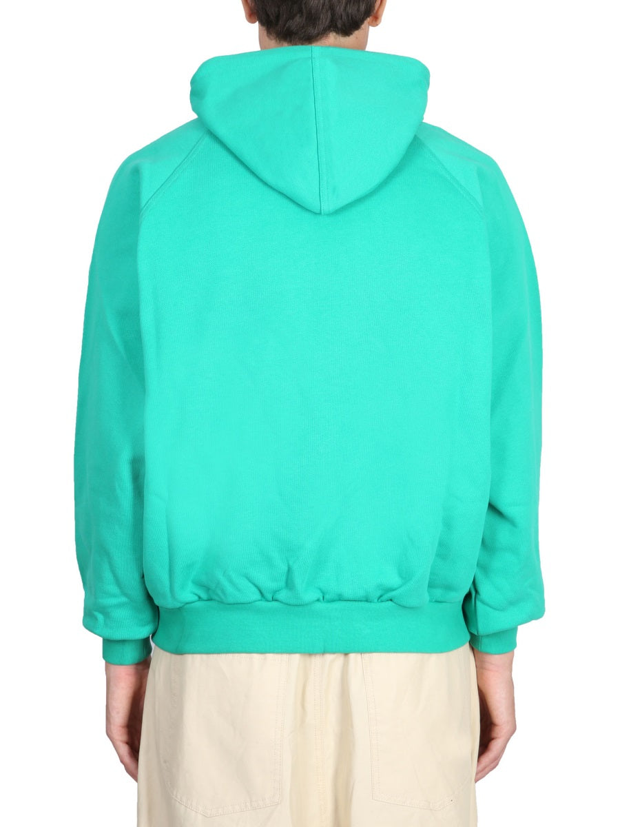 Sunnei Logo Cotton Sweatshirt — Green, view 3