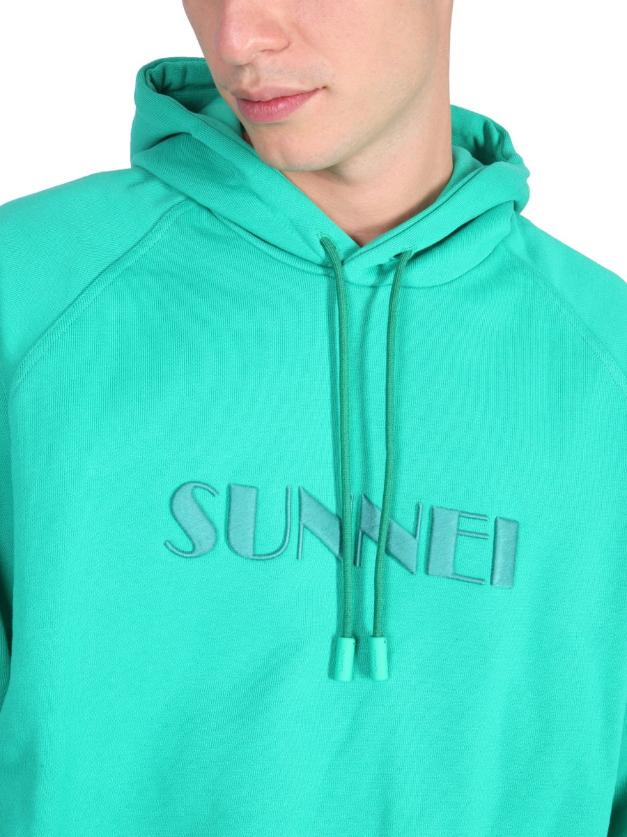 Sunnei Logo Cotton Sweatshirt — Green, view 4