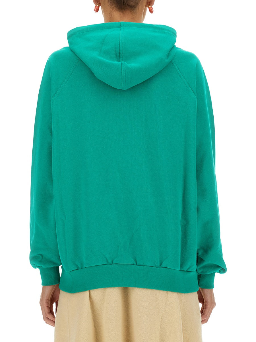 Sunnei Logo Cotton Sweatshirt — Green, view 5