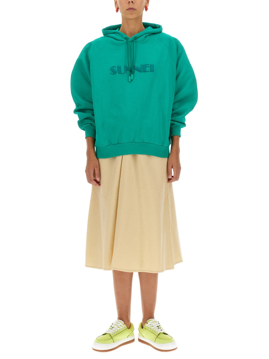 Sunnei Logo Cotton Sweatshirt — Green, view 8