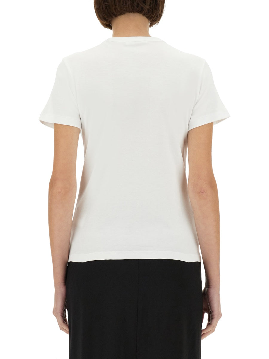 Helmut Lang Logo-Print Cotton T-Shirt — White, view 3