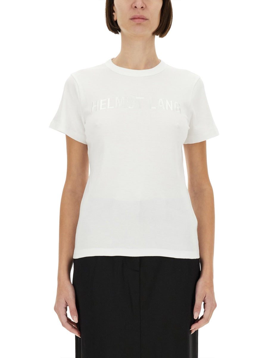 Helmut Lang Logo-Print Cotton T-Shirt — White, view 4