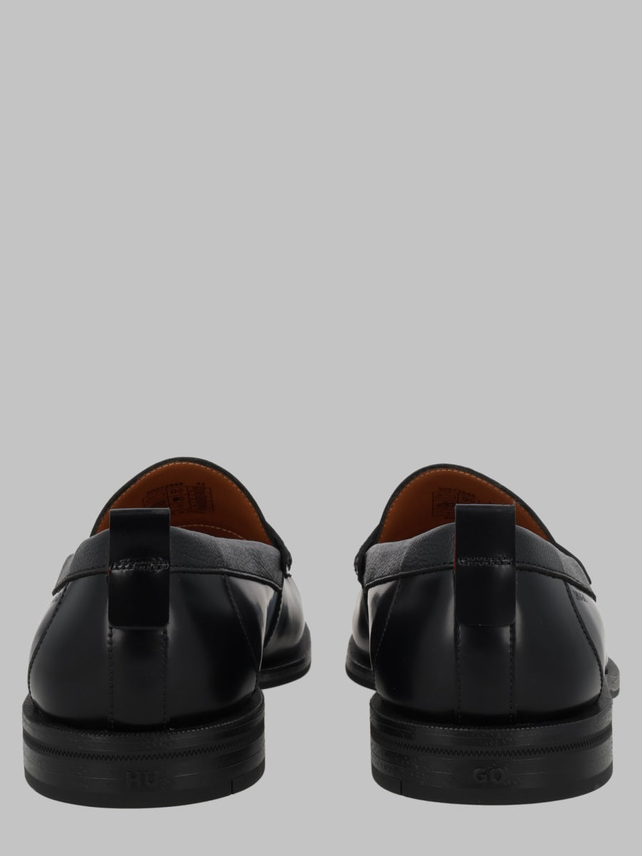 Hugo Cowhide Leather Loafers — Black, view 2