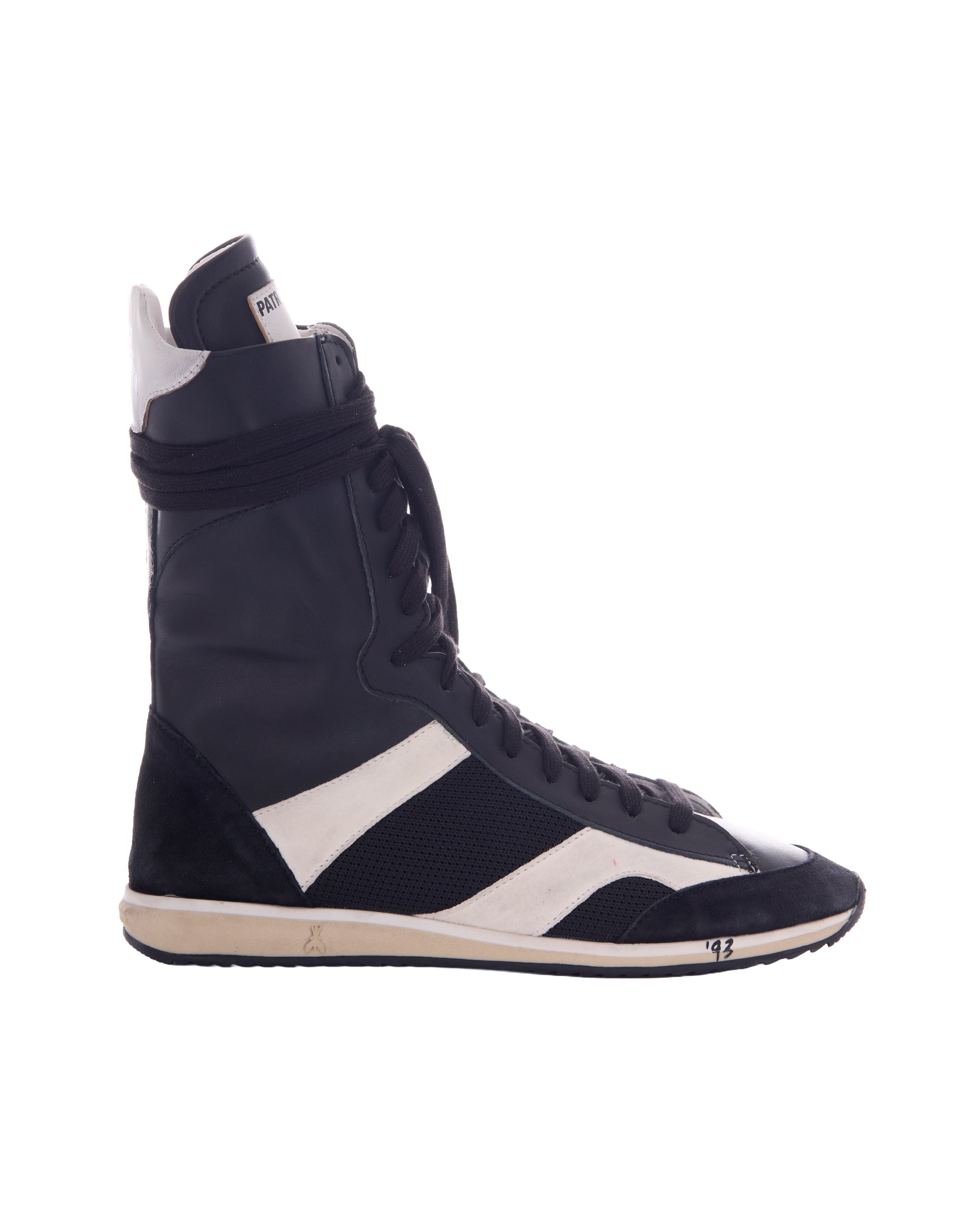 Patrizia Pepe Leather and Suede High-Top Sneaker — Black by Patrizia Pepe