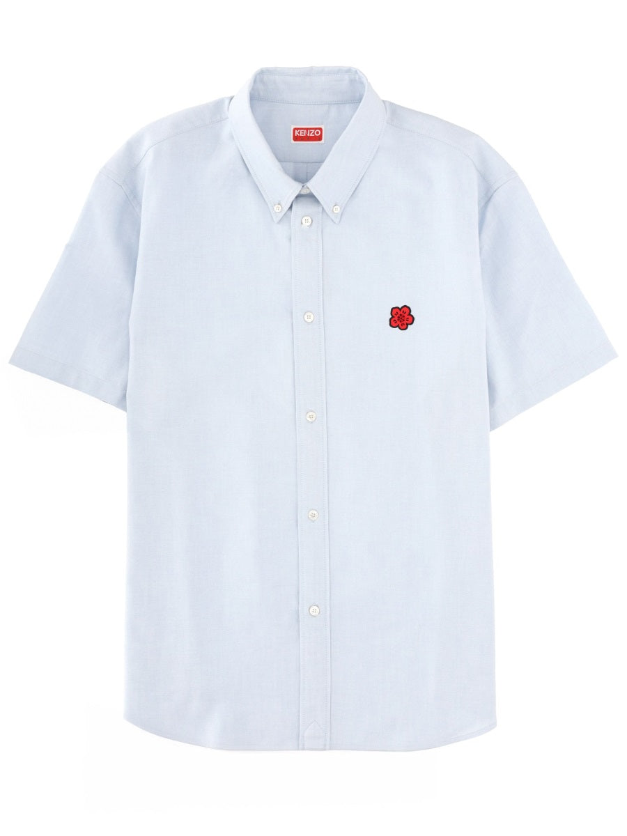 Kenzo Logo-Embroidered Cotton Shirt — Azure by Kenzo