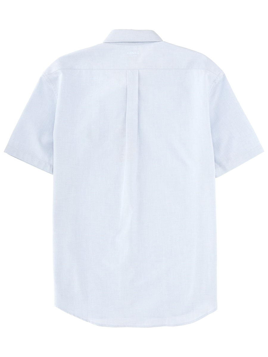 Kenzo Logo-Embroidered Cotton Shirt — Azure, view 2