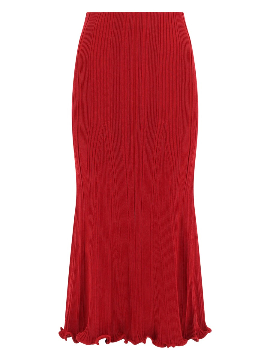 Self-Portrait Viscose-Blend Midi Skirt — Red by Self-Portrait