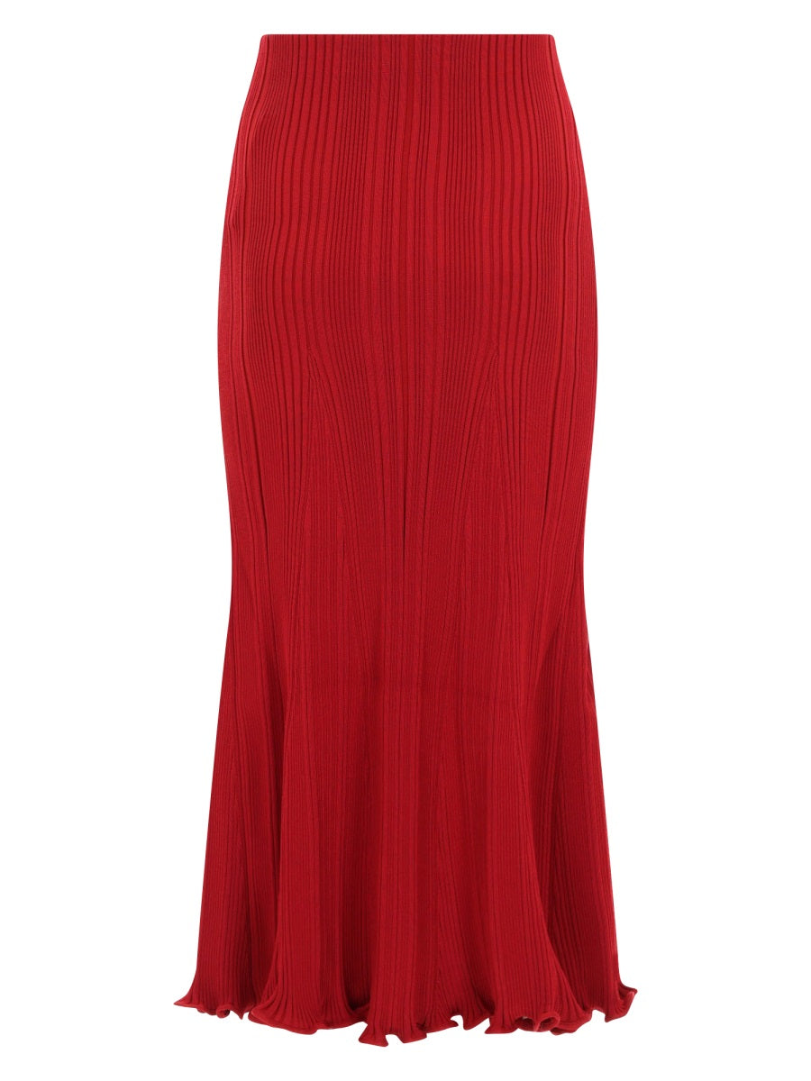 Self-Portrait Viscose-Blend Midi Skirt — Red, view 2