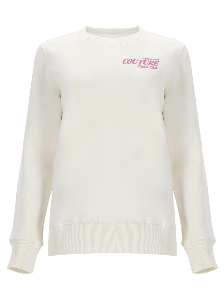 Versace Jeans Couture Graphic Print Cotton Sweatshirt — Ivory by Versace Jeans Couture