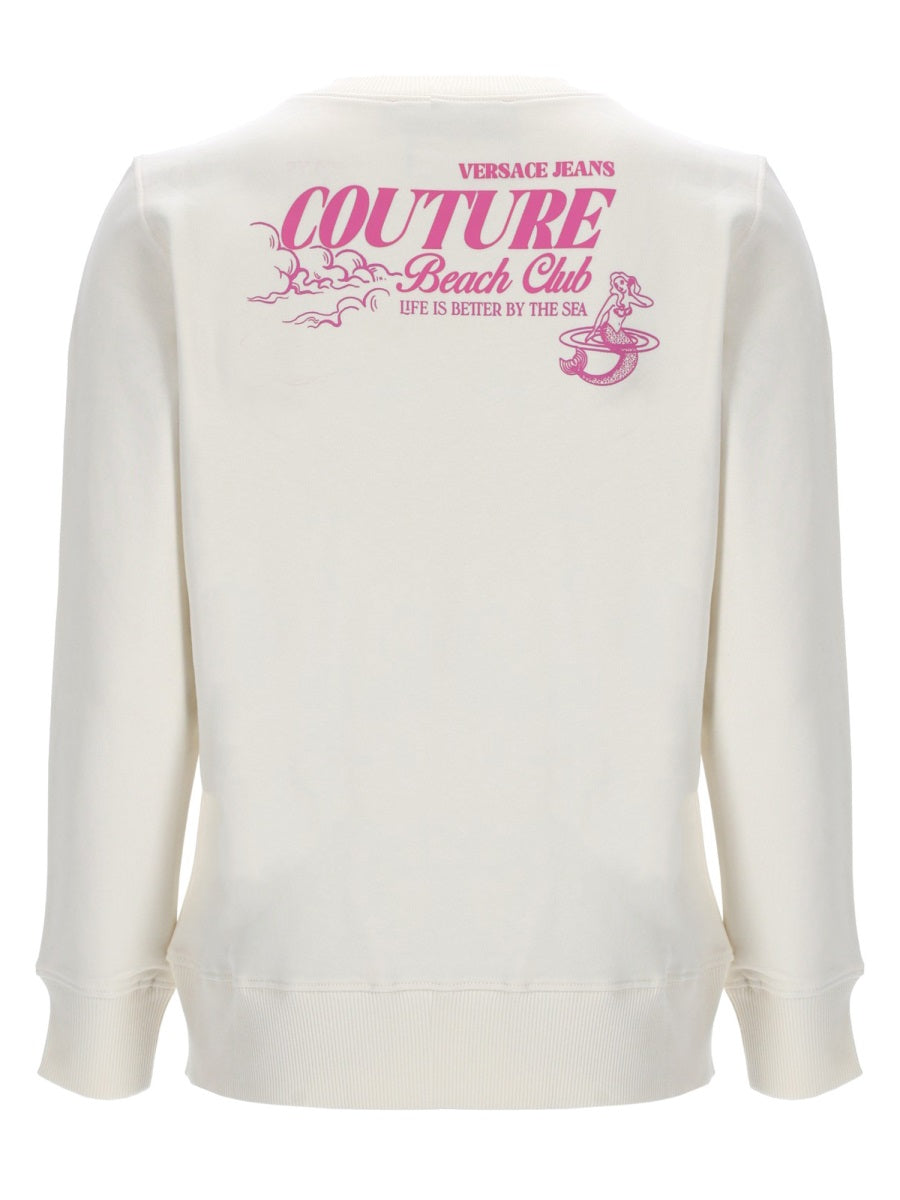 Versace Jeans Couture Graphic Print Cotton Sweatshirt — Ivory, view 2
