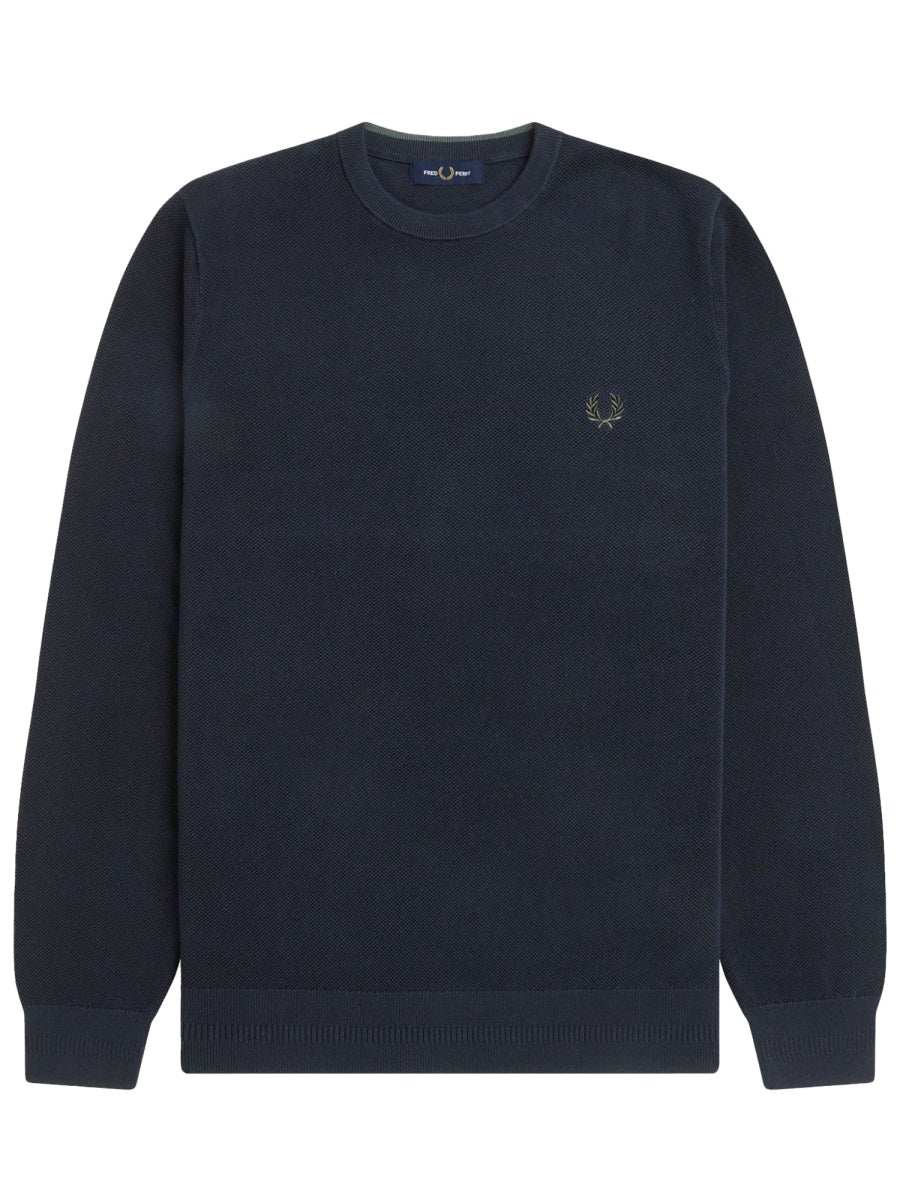 Fred Perry Cotton Logo Jersey Sweatshirt — Blue by Fred Perry