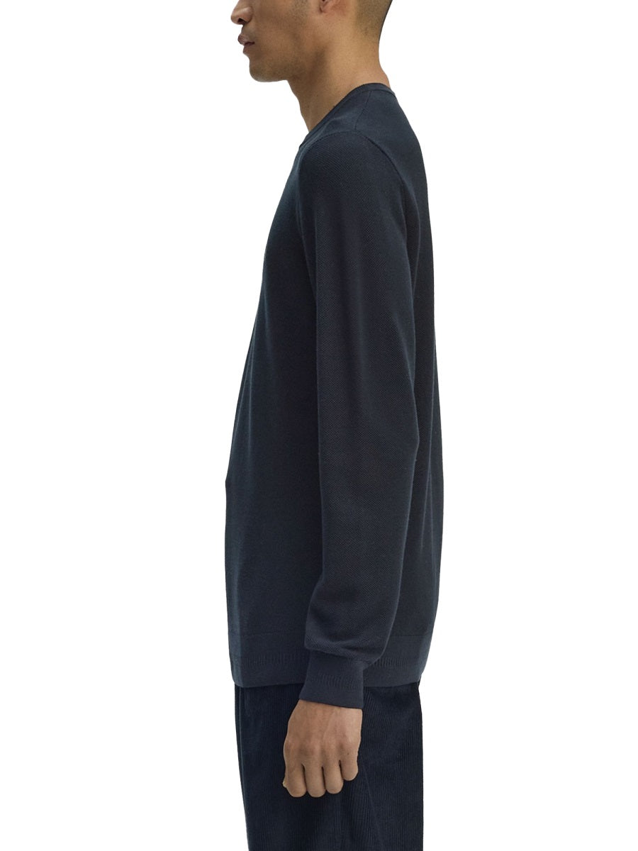 Fred Perry Cotton Logo Jersey Sweatshirt — Blue, view 3