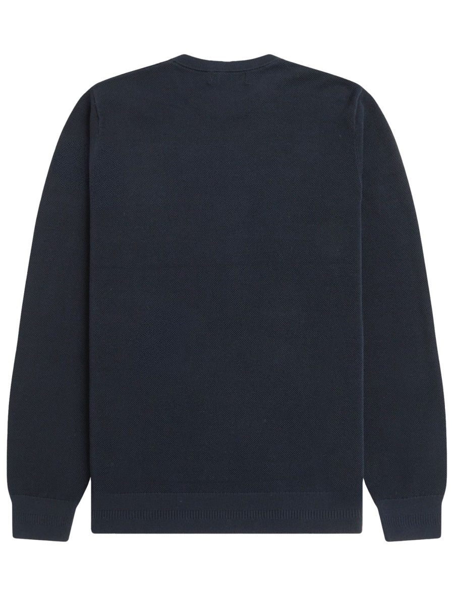 Fred Perry Cotton Logo Jersey Sweatshirt — Blue, view 4