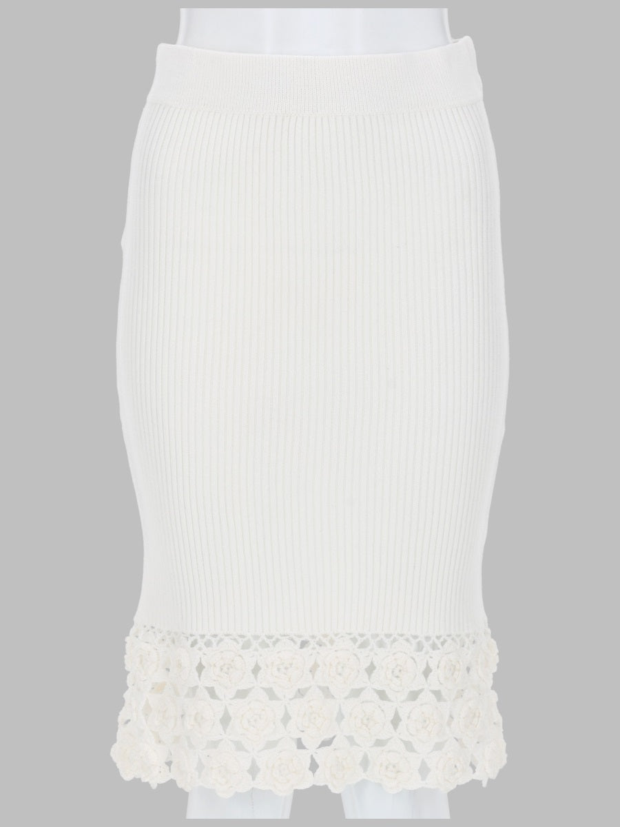 Ganni Crochet Hem Skirt — White by Ganni