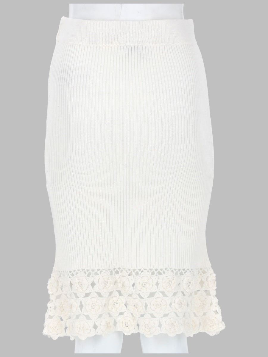Ganni Crochet Hem Skirt — White, view 2