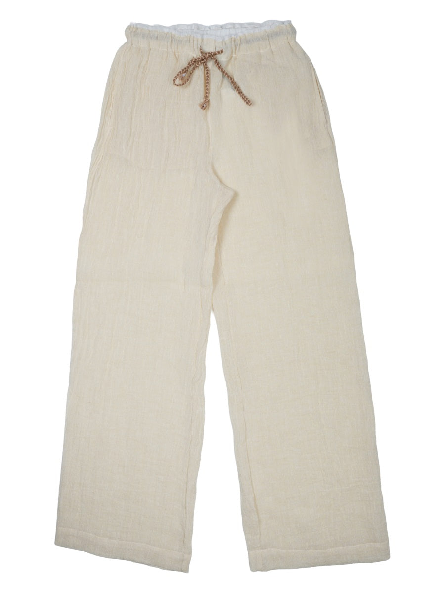 120% Lino Linen Blend Trousers — Beige by 120% Lino