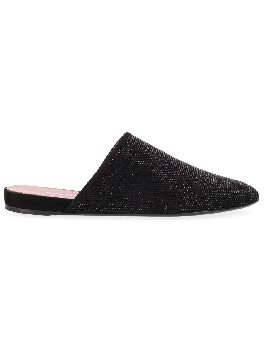 Premiata Leather With Rhinestones Slipper — Black, view 5