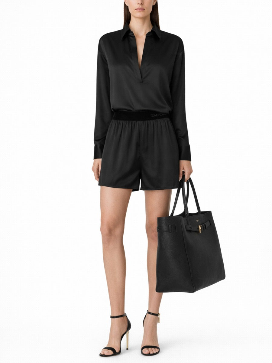 Tom Ford Silk Pajama Silk Shorts — Black, view 2