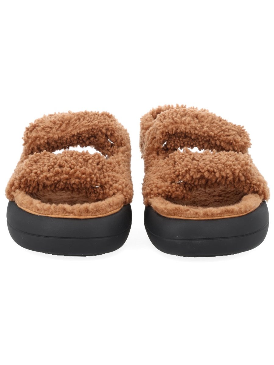Moon Boot Shearling Sheep Leather Sandal — Brown by Moon Boot
