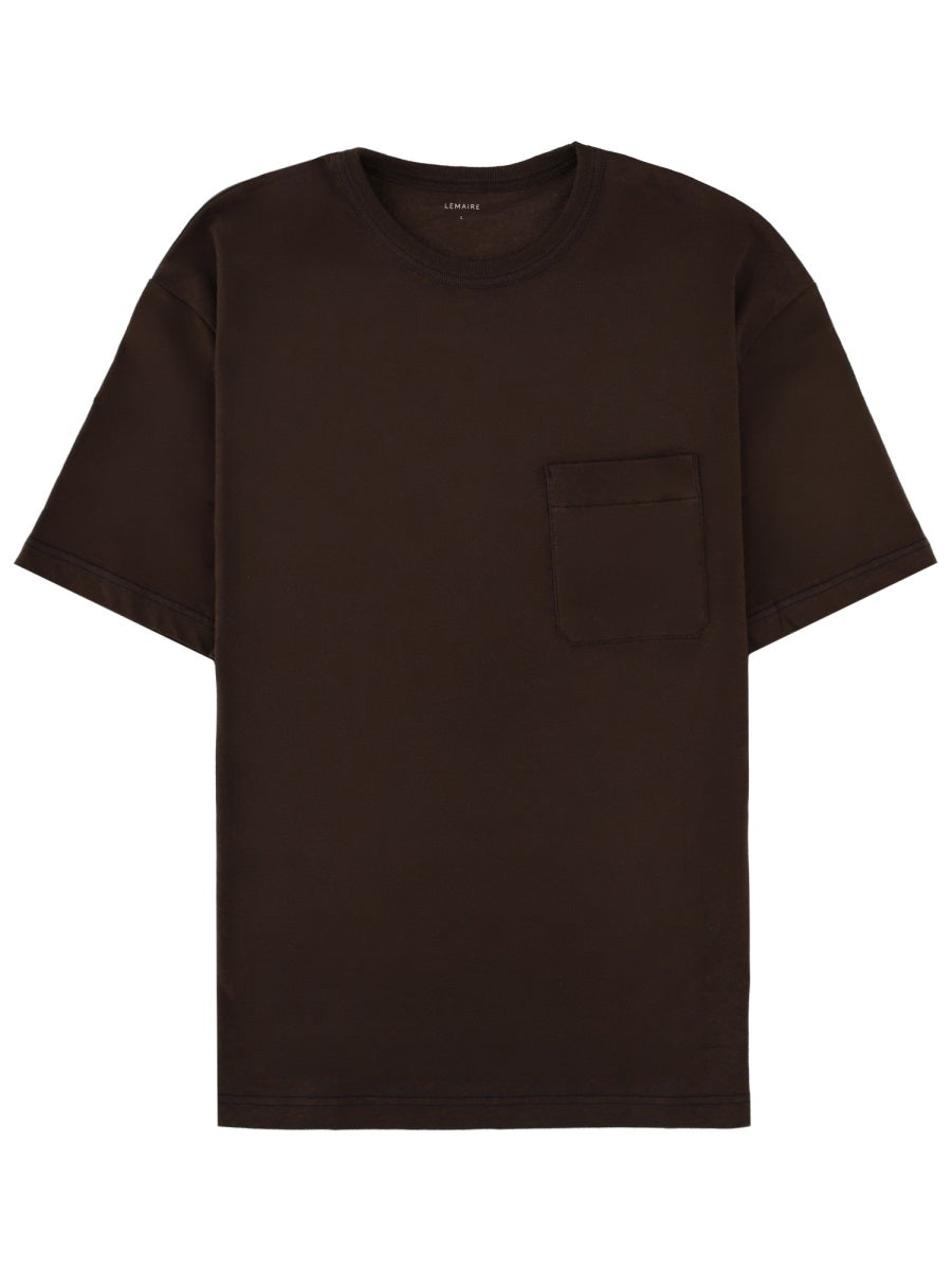 Lemaire Linen-blend chest pocket T-Shirt — Brown by Lemaire