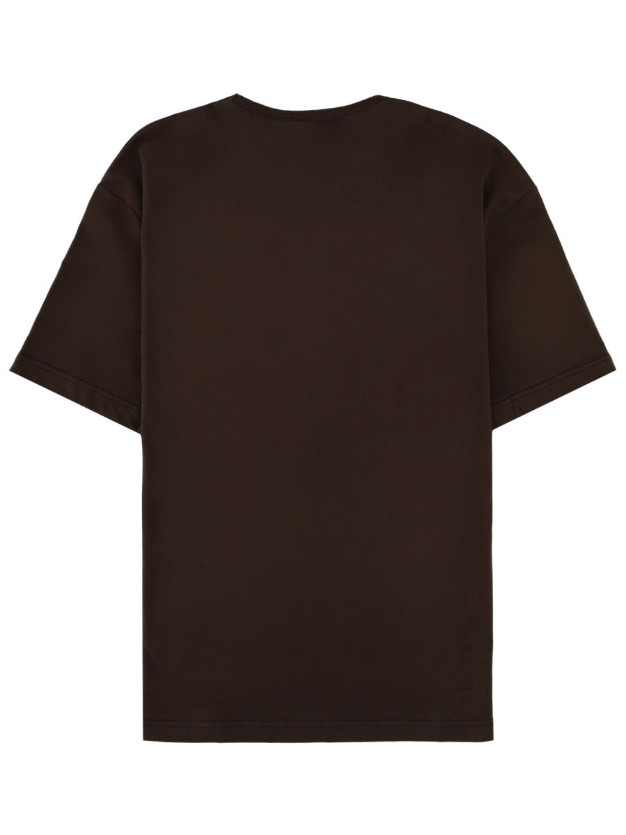 Lemaire Linen-blend chest pocket T-Shirt — Brown, view 2