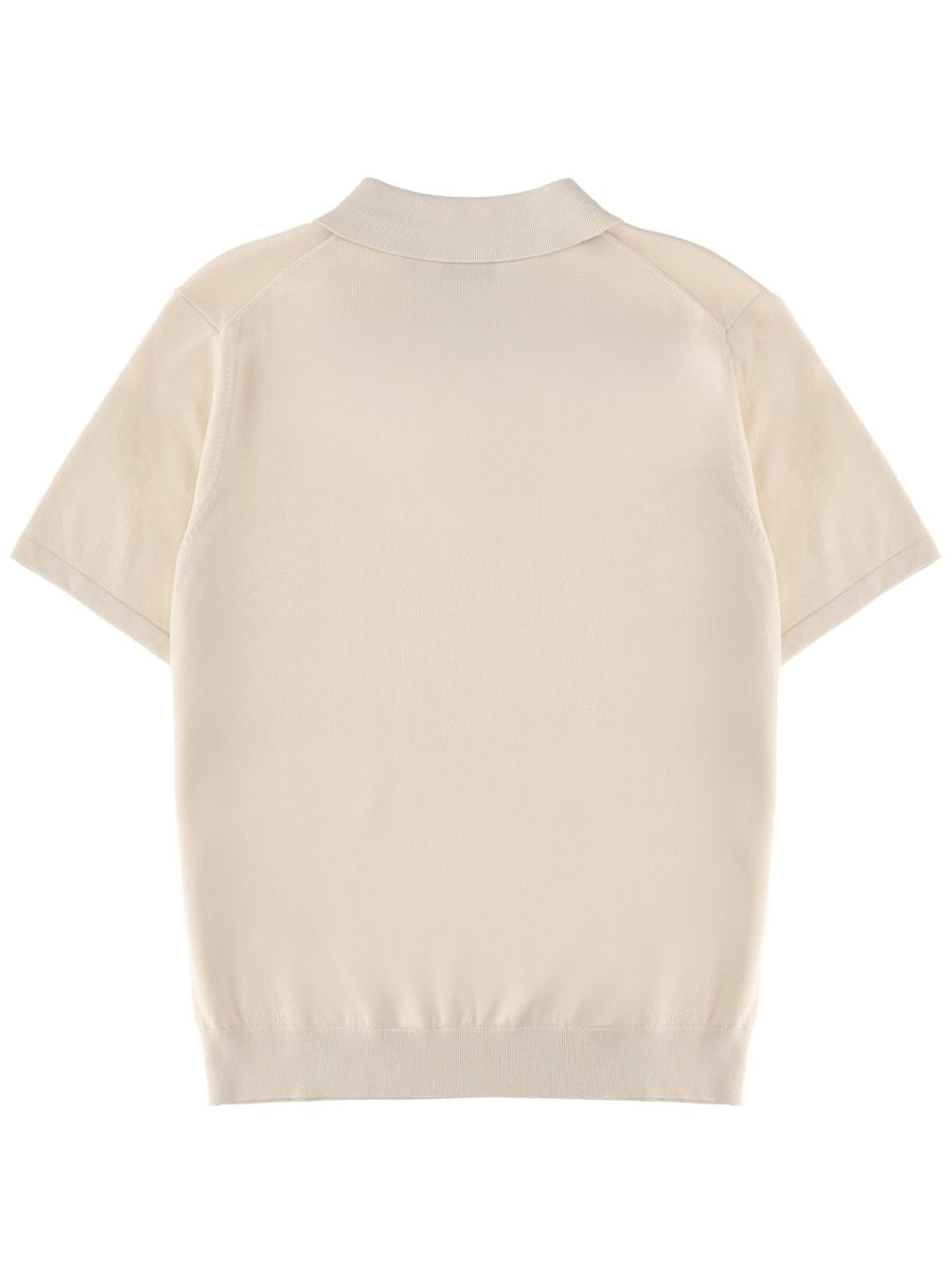 Ps Paul Smith Zip-Front Organic Cotton Polo Shirt — White, view 2