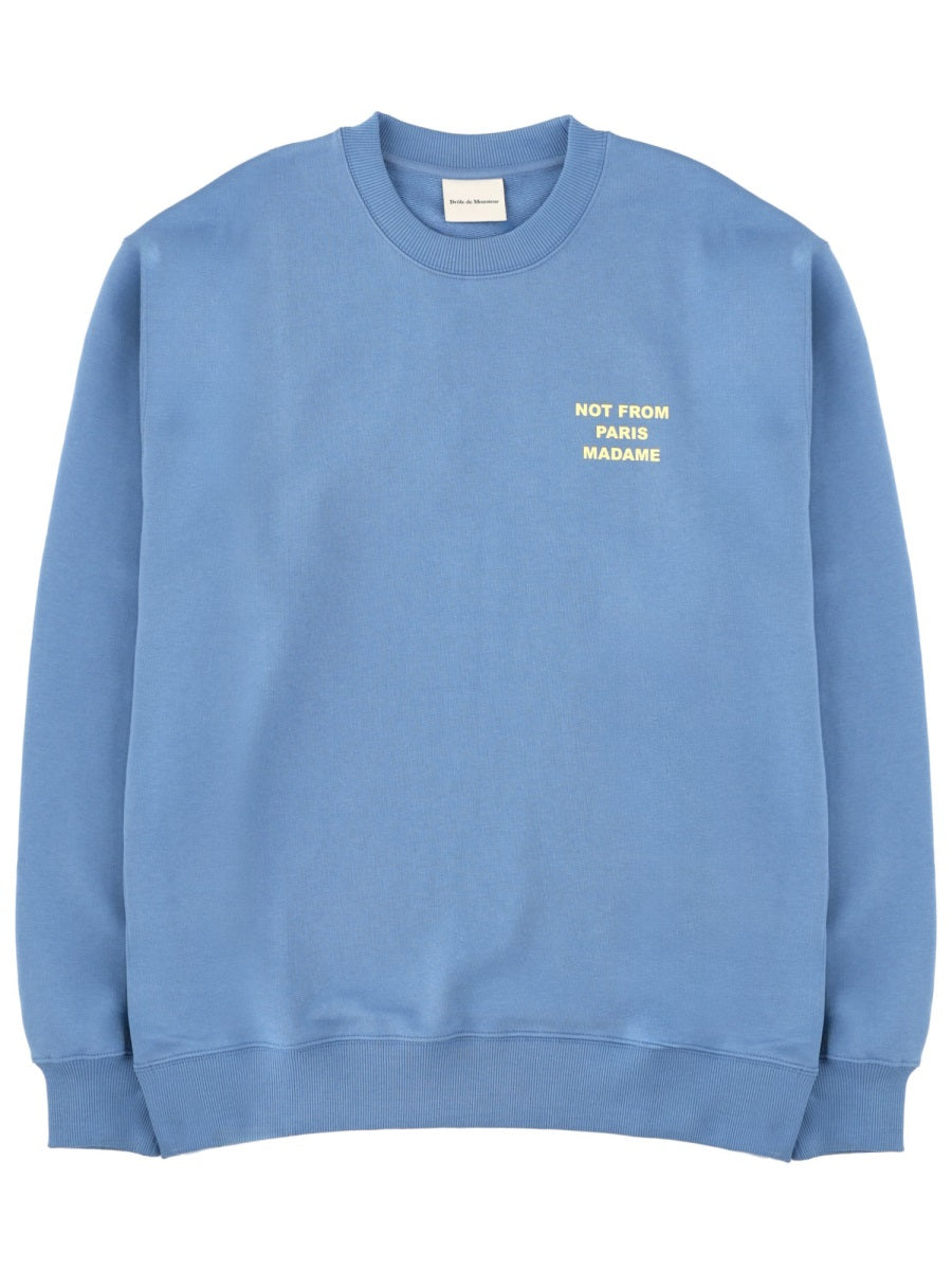 DrôLe De Monsieur Slogan Typographic Sweatshirt — Blue by Drole De Monsieur